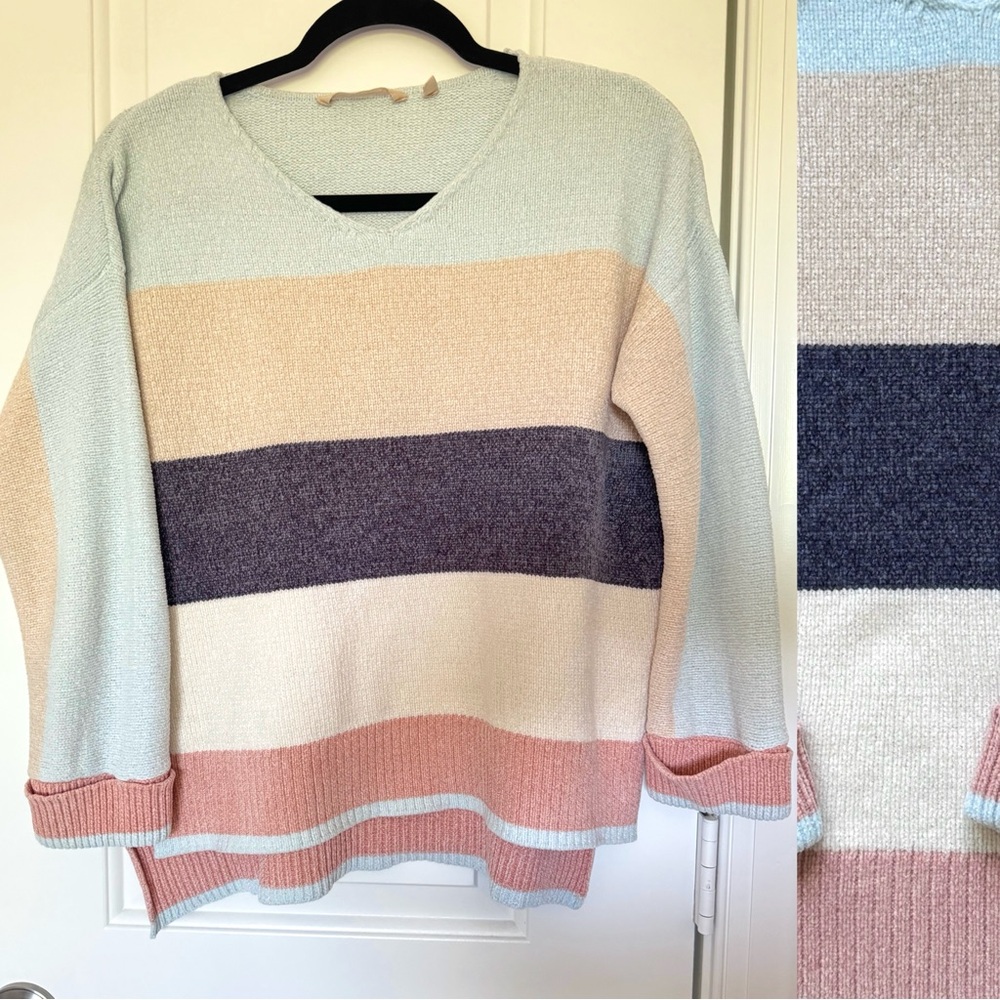Soft Surroundings Sweater Women Small Colorblock Pastel Pullover‎ Casual Knit
